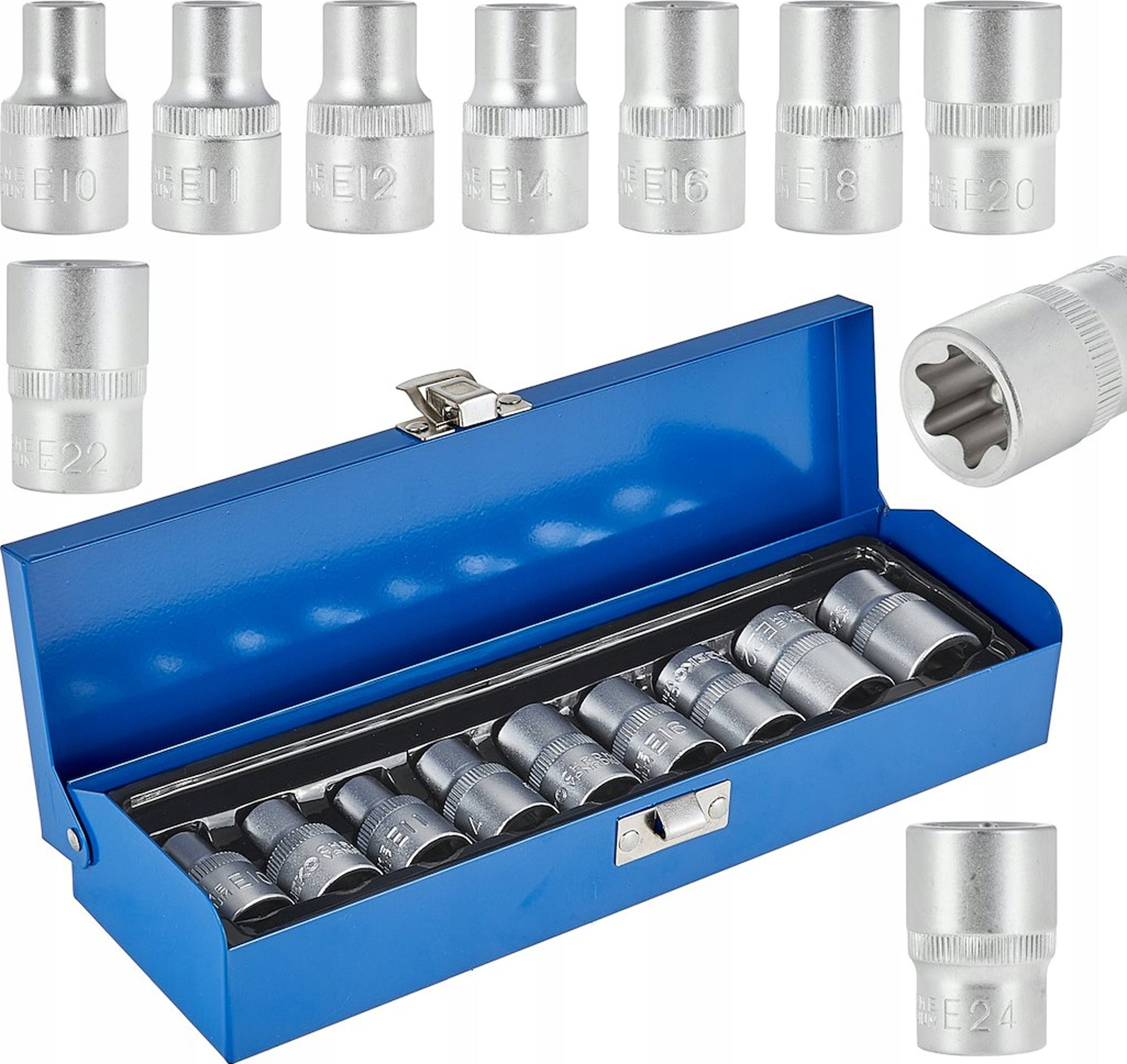 Geko TORX sockets E10-E24 1/2" set of 9 pcs. suitcase G10167 Brand Geko
