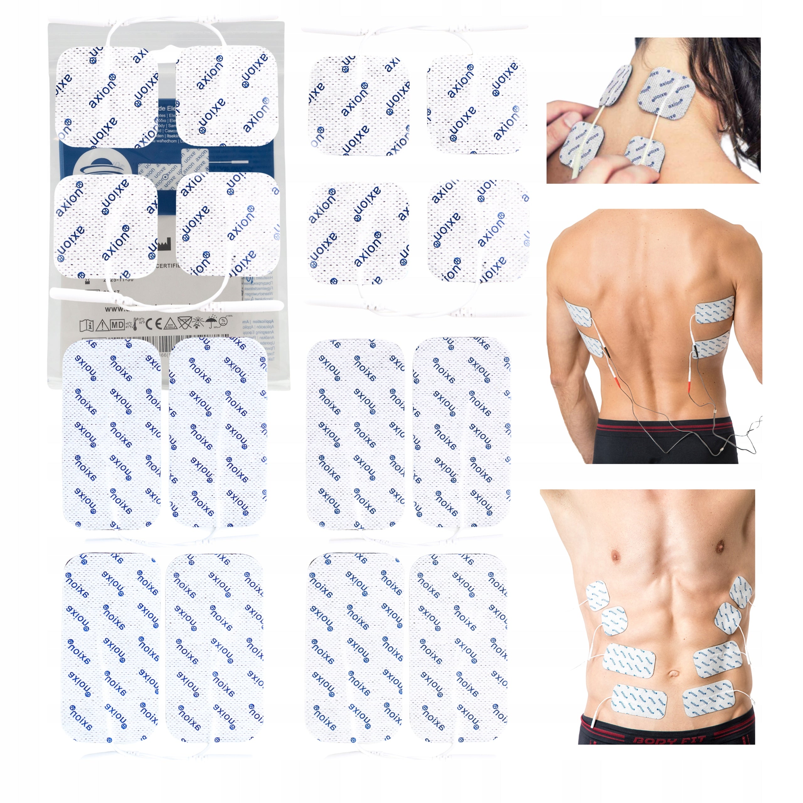 Gel electrodes tens ems self-adhesive 2mm set 16 pcs XXL 5x 5cm 10x5cm