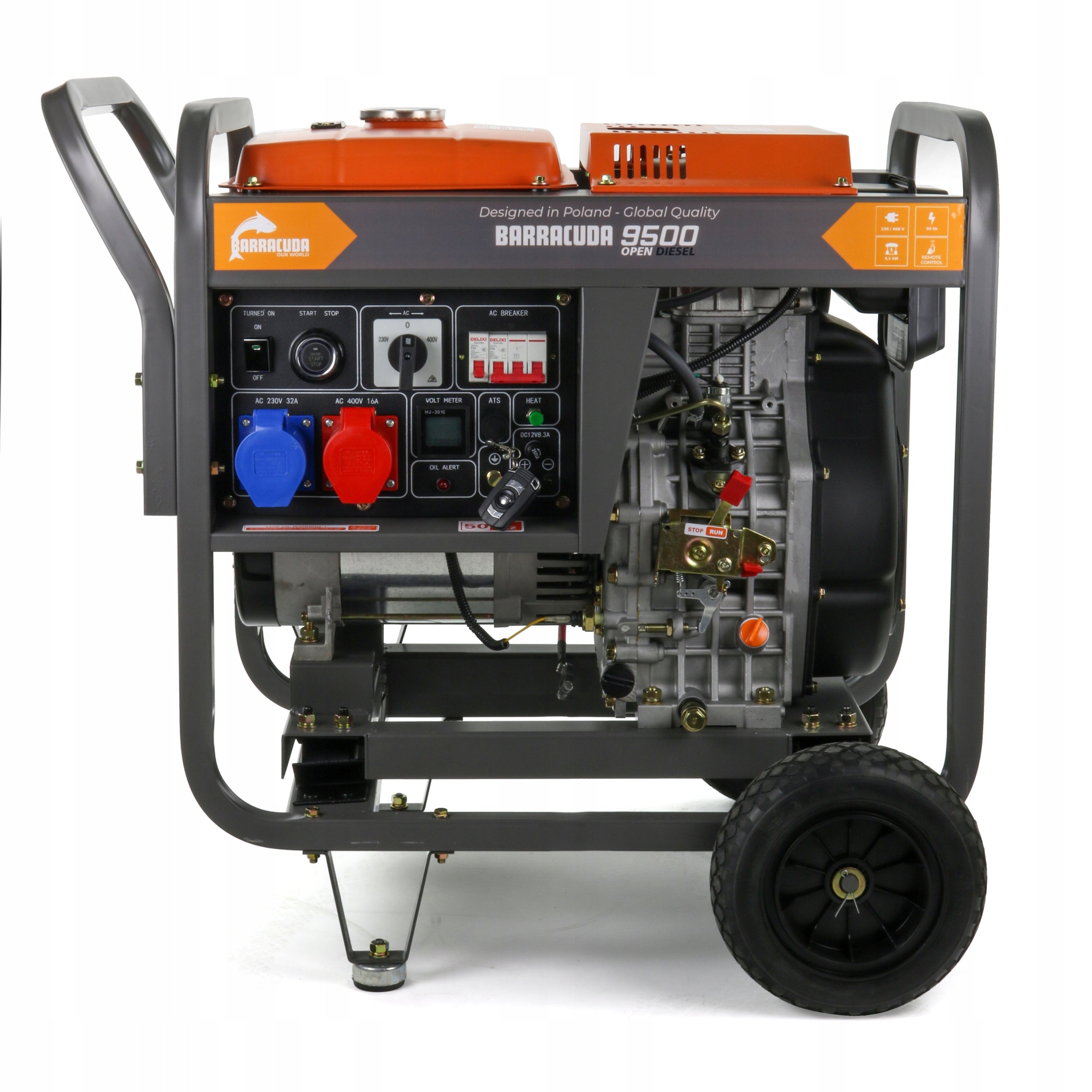 Generator set 12kVA (9,5kW) 230V 400V BARRACUDA DIESEL 9500 OPEN AVR Manufacturer code B9500OPEN
