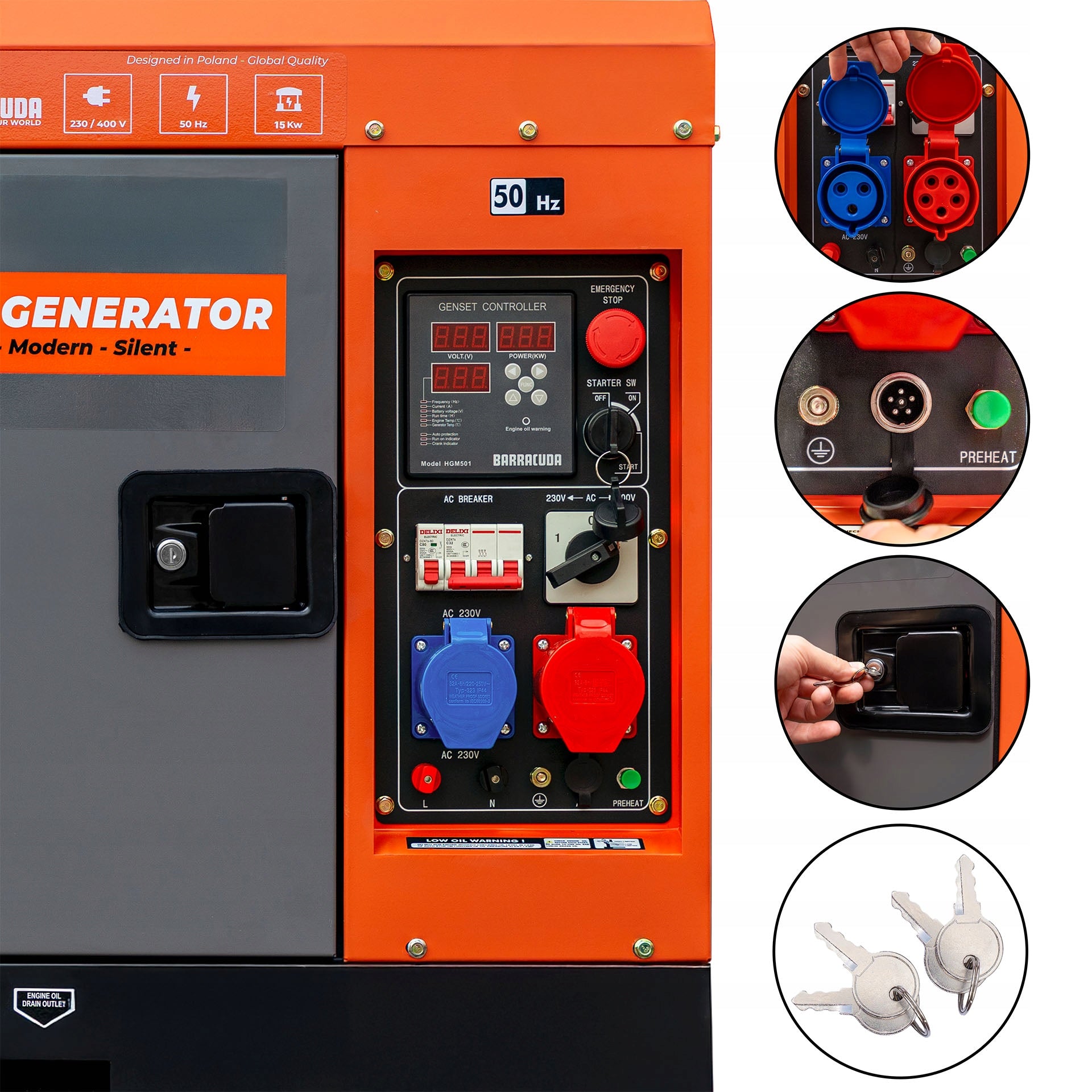 Generator set 19kVA 15kW 400V Barracuda 15000 SILENT DIESEL 2V95FE Manufacturer code B15000SD2v95