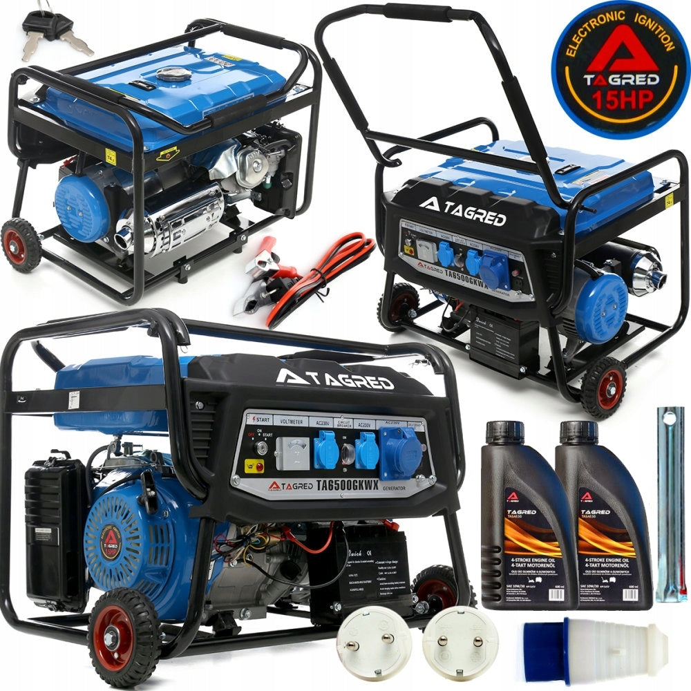 Generator set current generator 6500W 1-phase 230V 11KW 15HP AVR oil