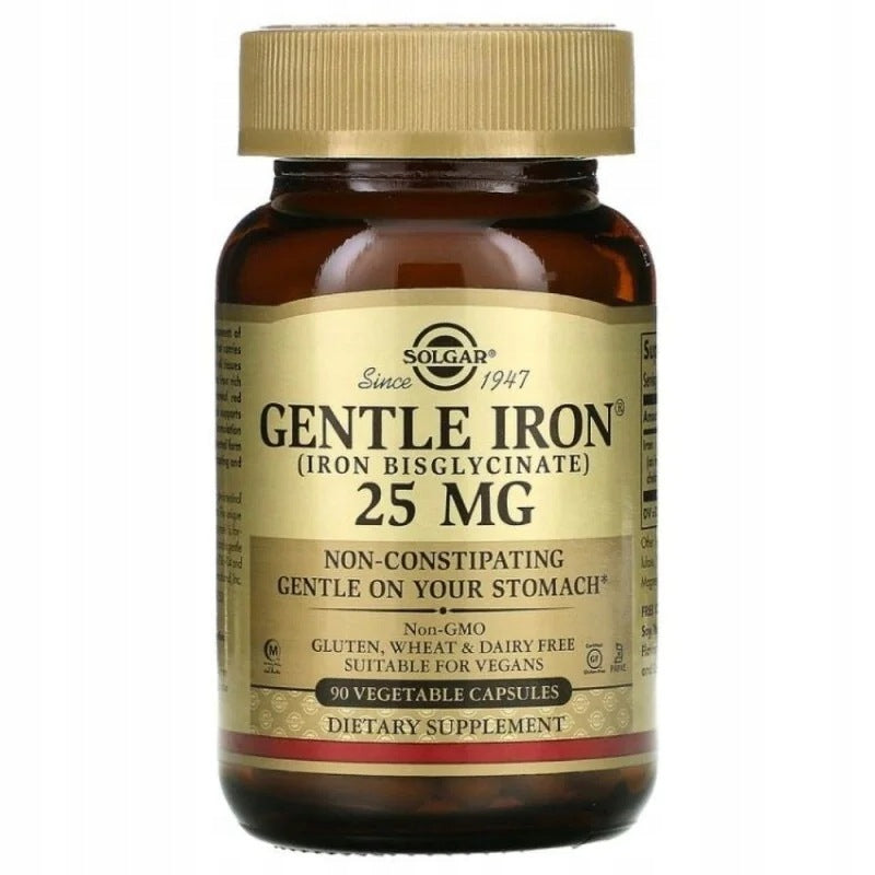 Gentle Iron Solgar Biglycinate Iron 25 mg Amino Acid Chelate Wz 90caps