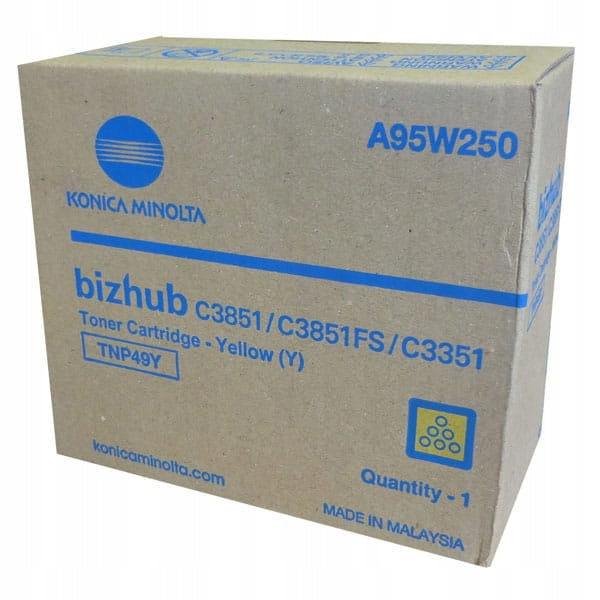 Genuine Toner Cartridge TNP49Y Yellow Konica Minolta C3351 C3851 A95W250 Packaging status original