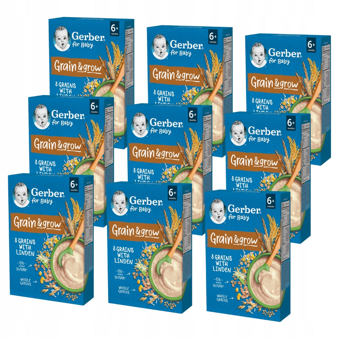 Gerber Grain & grow Porridge 8 cereals with linden after 6 months 9x 200 g
