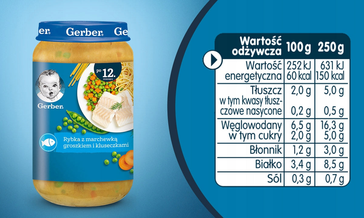 Gerber Lunch Children Fish with Carrot Peas and Noodles 12 m+ 250 g EAN (GTIN) 7613033262982