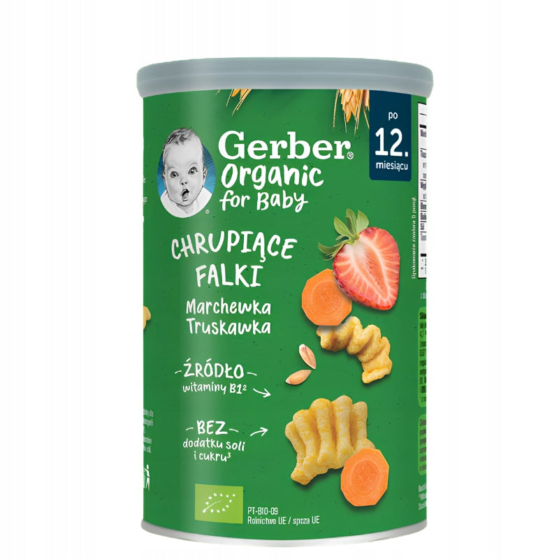 Gerber Organic Crispy Waves Crisps Carrot Strawberry 35g