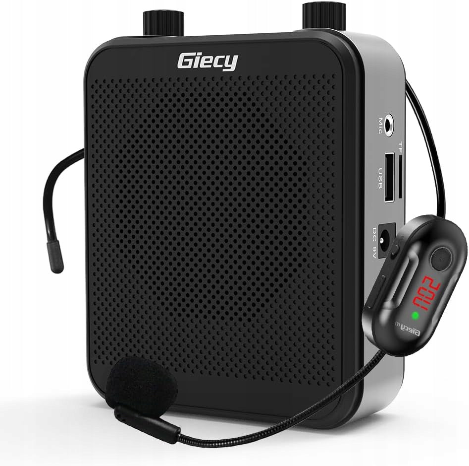 Giecy 30W Amplifier with UHF Wrieless Mic 2800mAh for Teachers/Guides (BK)