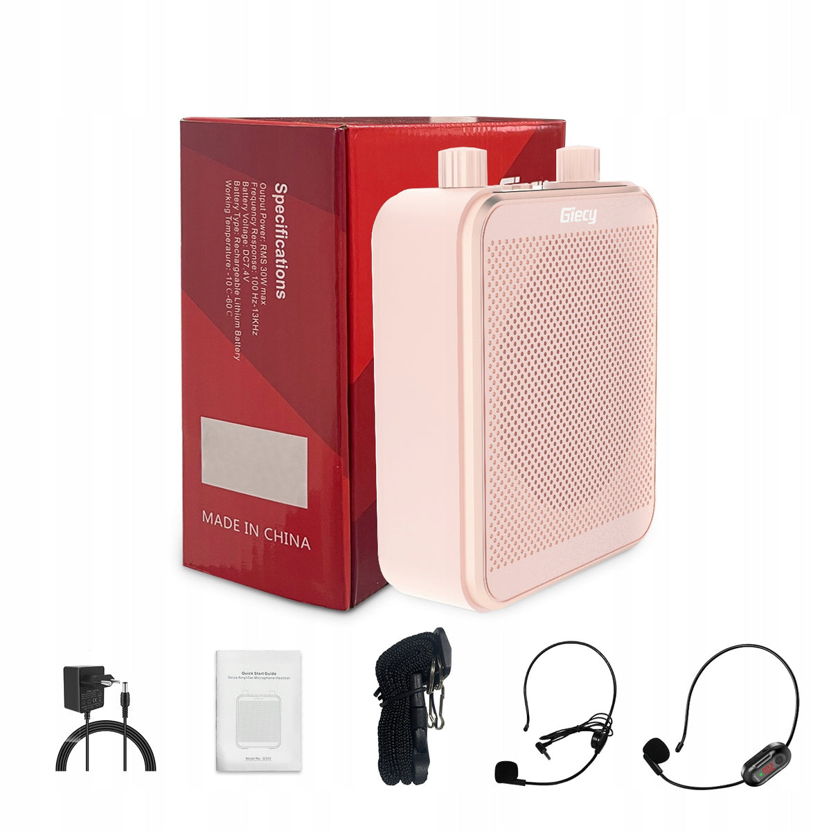 Giecy 30W Amplifier with UHF Wrieless Mic 2800mAh for Teachers/Guides (RG) Packaging status original