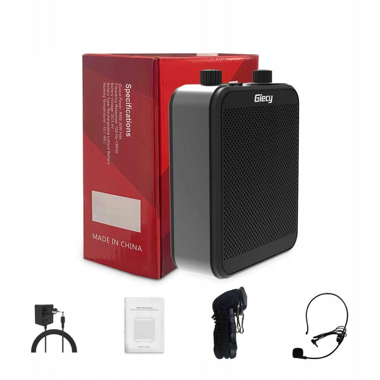 Giecy 30W Voice Amplifier with Mic 2800mAh for Teachers/Guides (Black) Packaging status original
