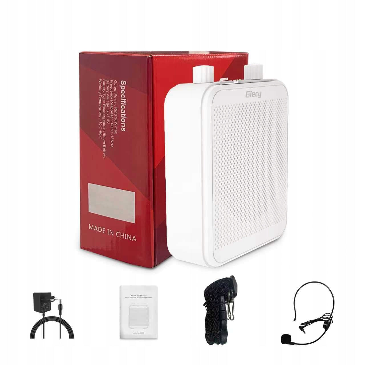 Giecy 30W Voice Amplifier with Mic 2800mAh for Teachers/Guides (White) Packaging status original