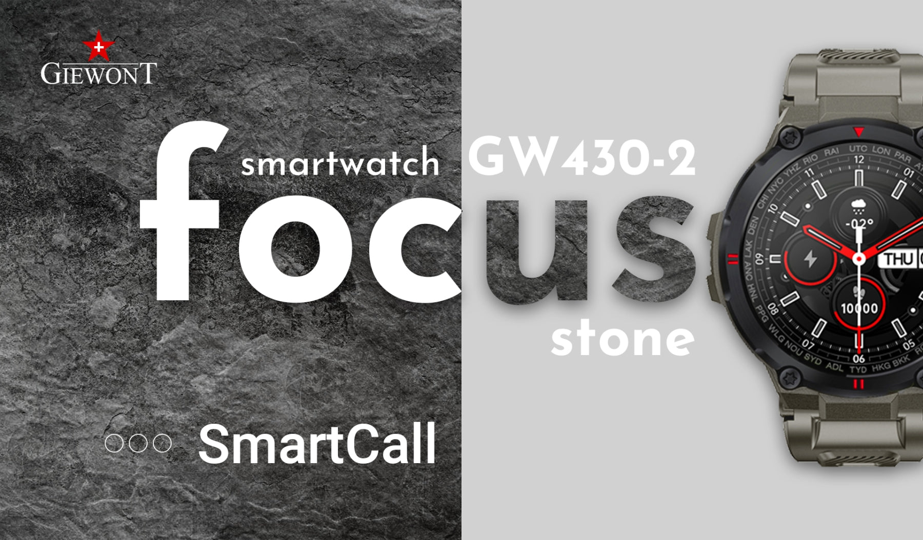 Giewont Focus SmartCall GW430-2 smartwatch - Stone Additional features nickel-free