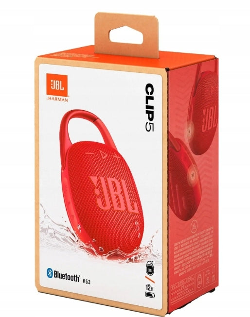 Gift Portable Speaker JBL Clip 5 Red with Clip Manufacturer code CLIP5RED