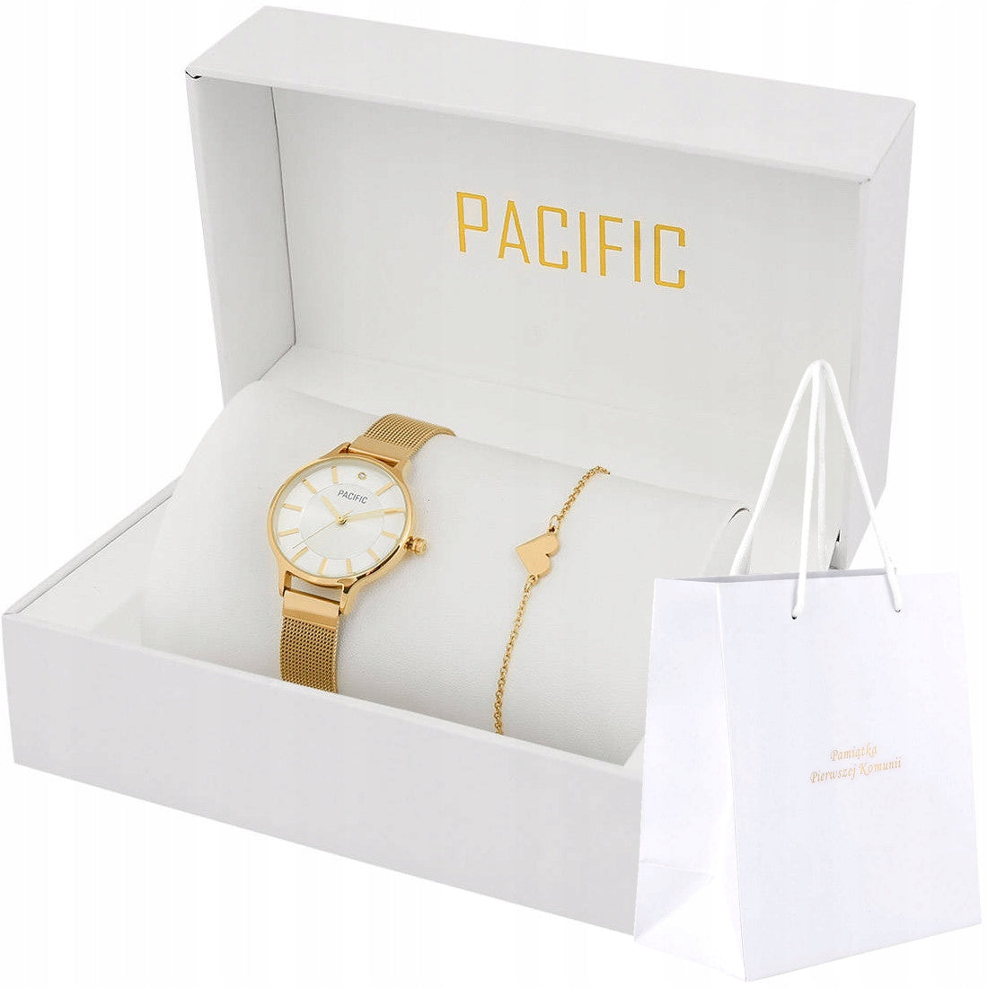 Gift for woman gold watch + heart bracelet PACIFIC X6133-02A