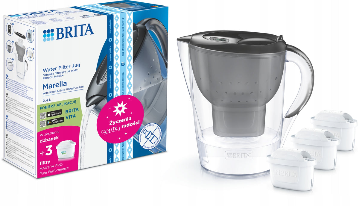 Gift set BRITA Marella graphite jug+3x Pure Performance filter Packaging status original