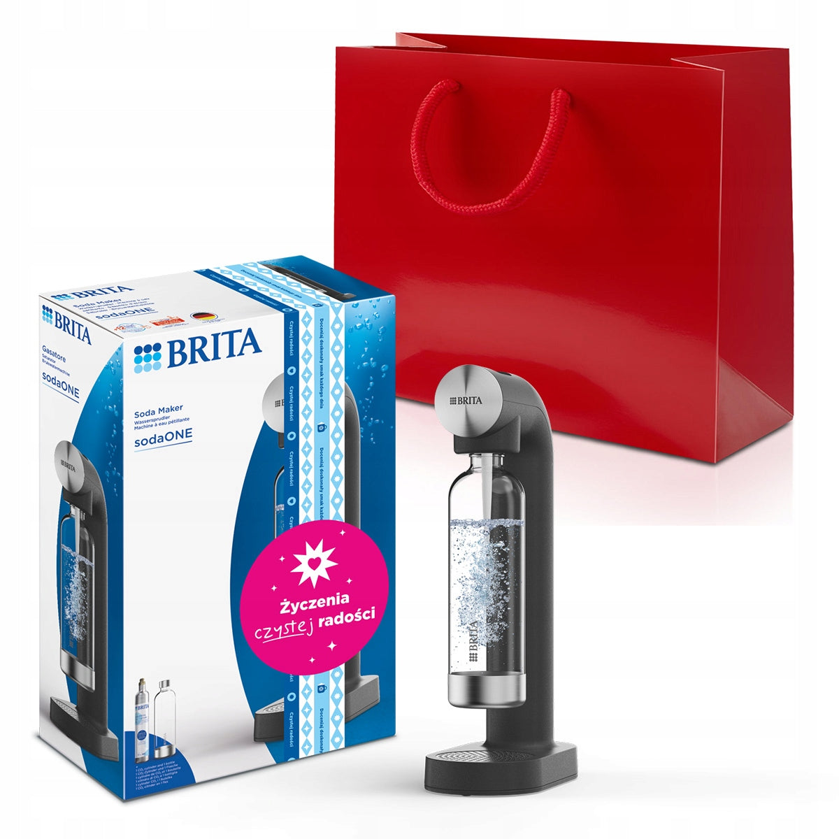 Gift set Saturator black BRITA SodaONE with CO2 cylinder