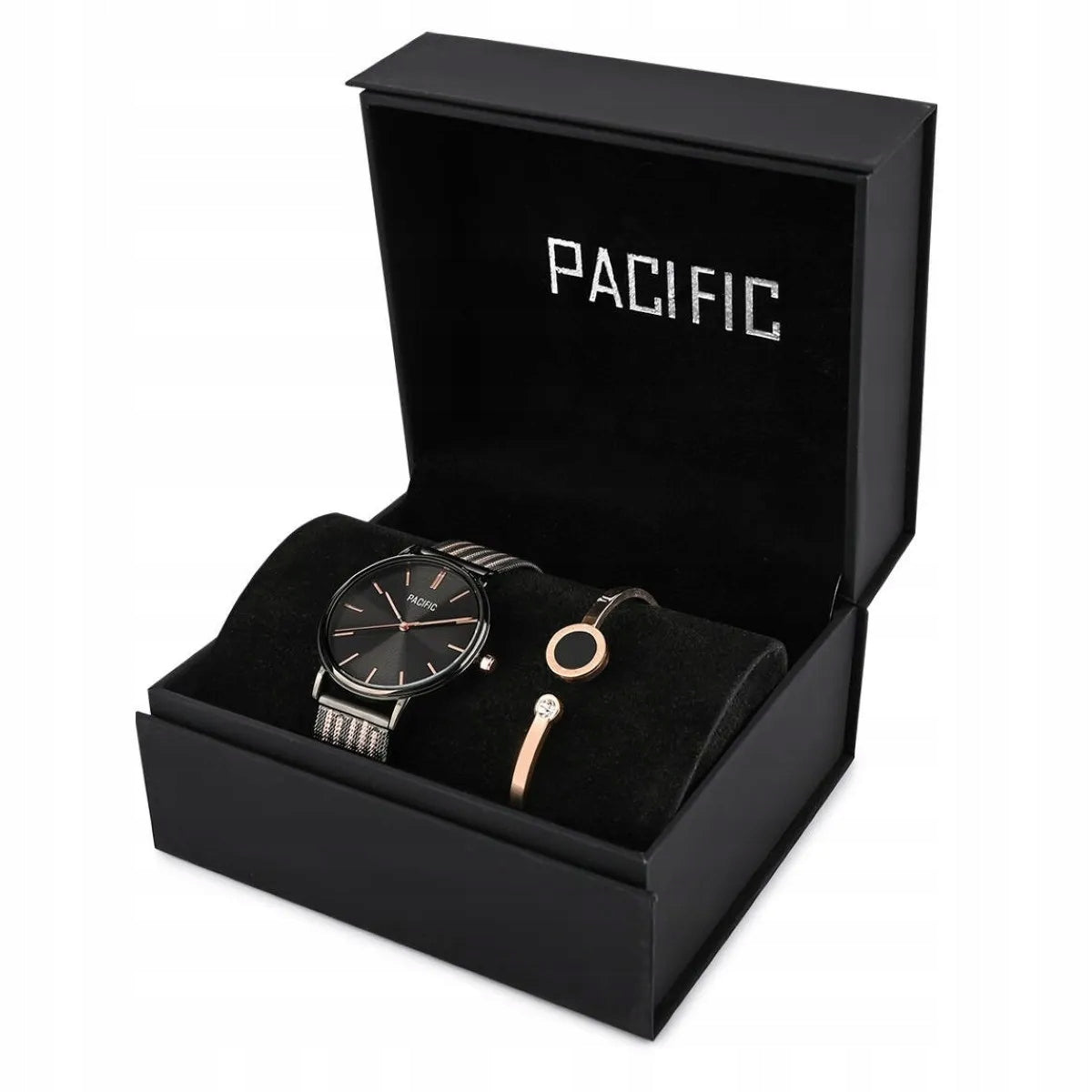 Gift set black and gold women's watch bracelet PACIFIC