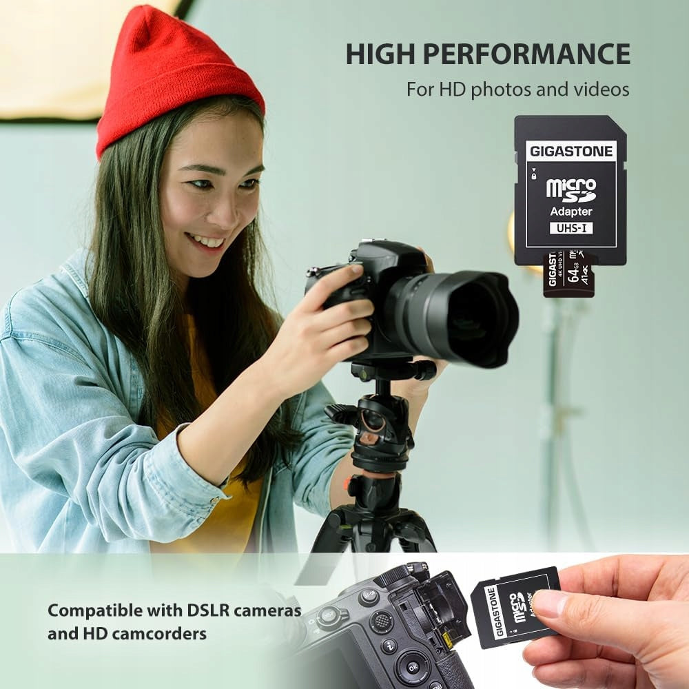 Gigastone Micro SDXC Card 64GB Class 10 90MB/s 30MB/s 4K UHD Card capacity 64 GB