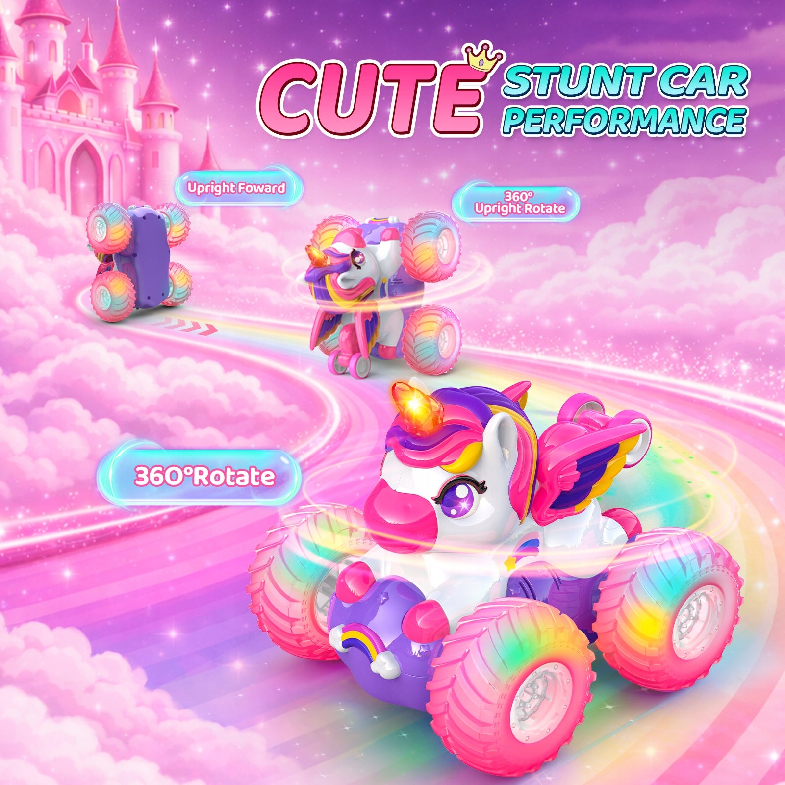Girls' remote controlled stunt car with unicorn 360° Packaging status original