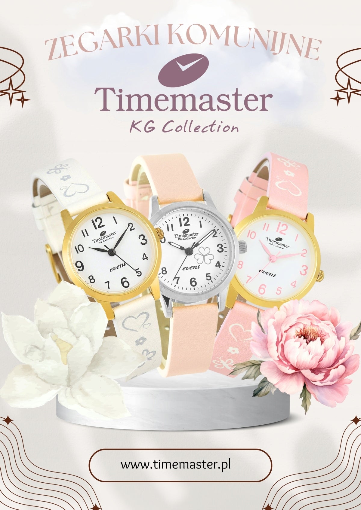 Girls' watch with numbers on white strap Timemaster 013/02 Brand Timemaster