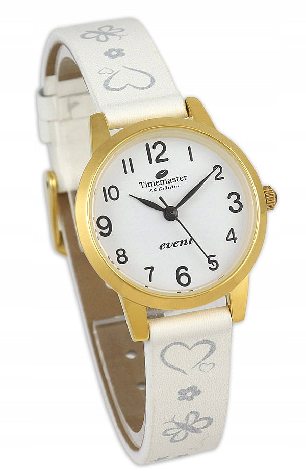Girls' watch with numbers on white strap Timemaster 013/02