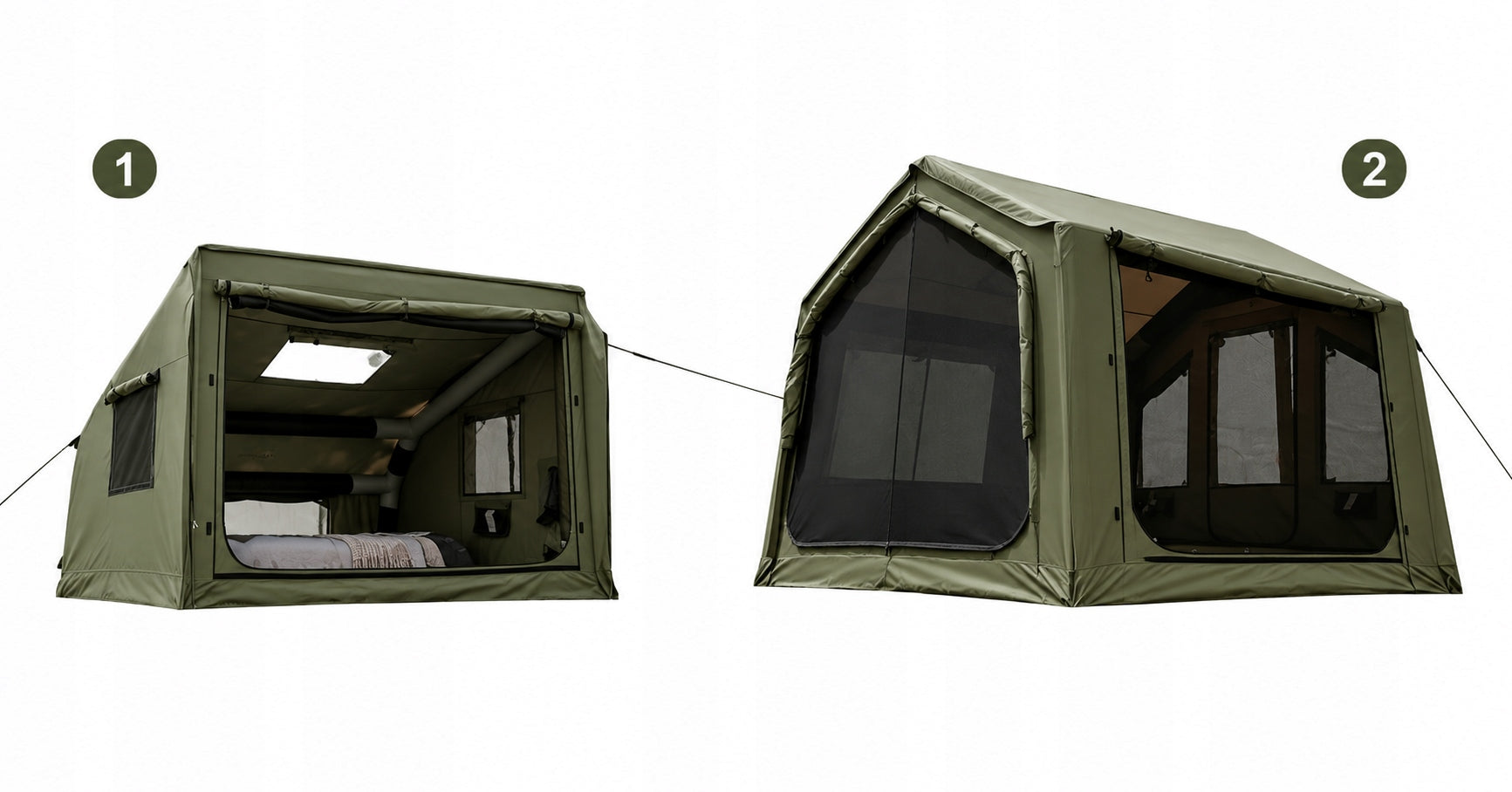 Glamping Pumped Camping Tent Up to 10 Pers Large with Oxford Bedroom Brand Boste
