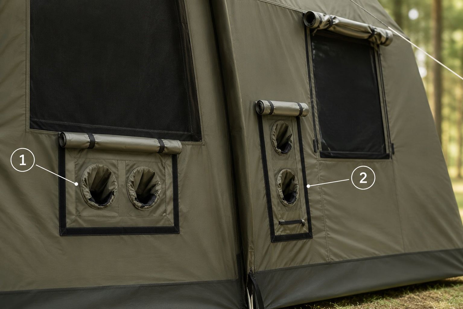 Glamping Pumped Camping Tent Up to 10 Pers Large with Oxford Bedroom Kind family