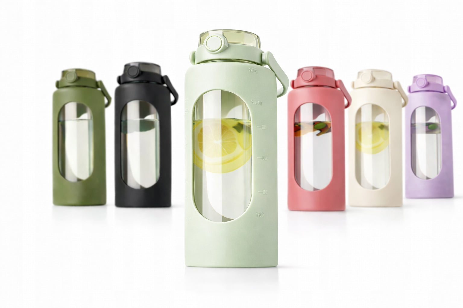 Glass Bottle Water Bottle 1,8L Workout Gym Fitness Phone Holder