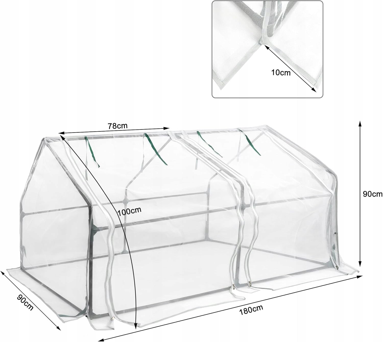 Glass Fiber Tomato Greenhouse 180x90x90cm White Manufacturer code ACGH-24004