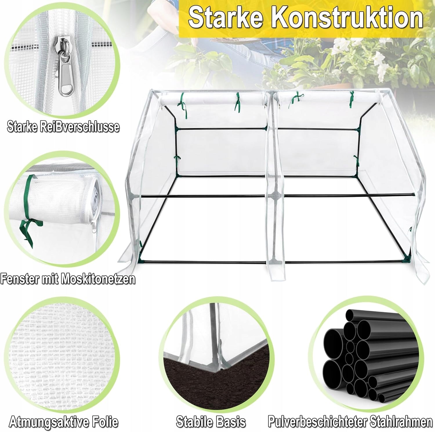 Glass Fiber Tomato Greenhouse 180x90x90cm White Width 90 m