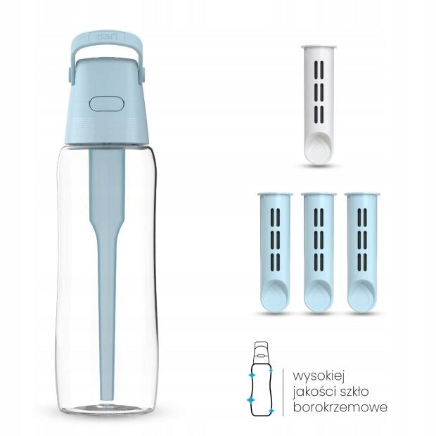 Glass Filter Bottle Dafi GLASS 0,6 Dove Blue 4x Filter