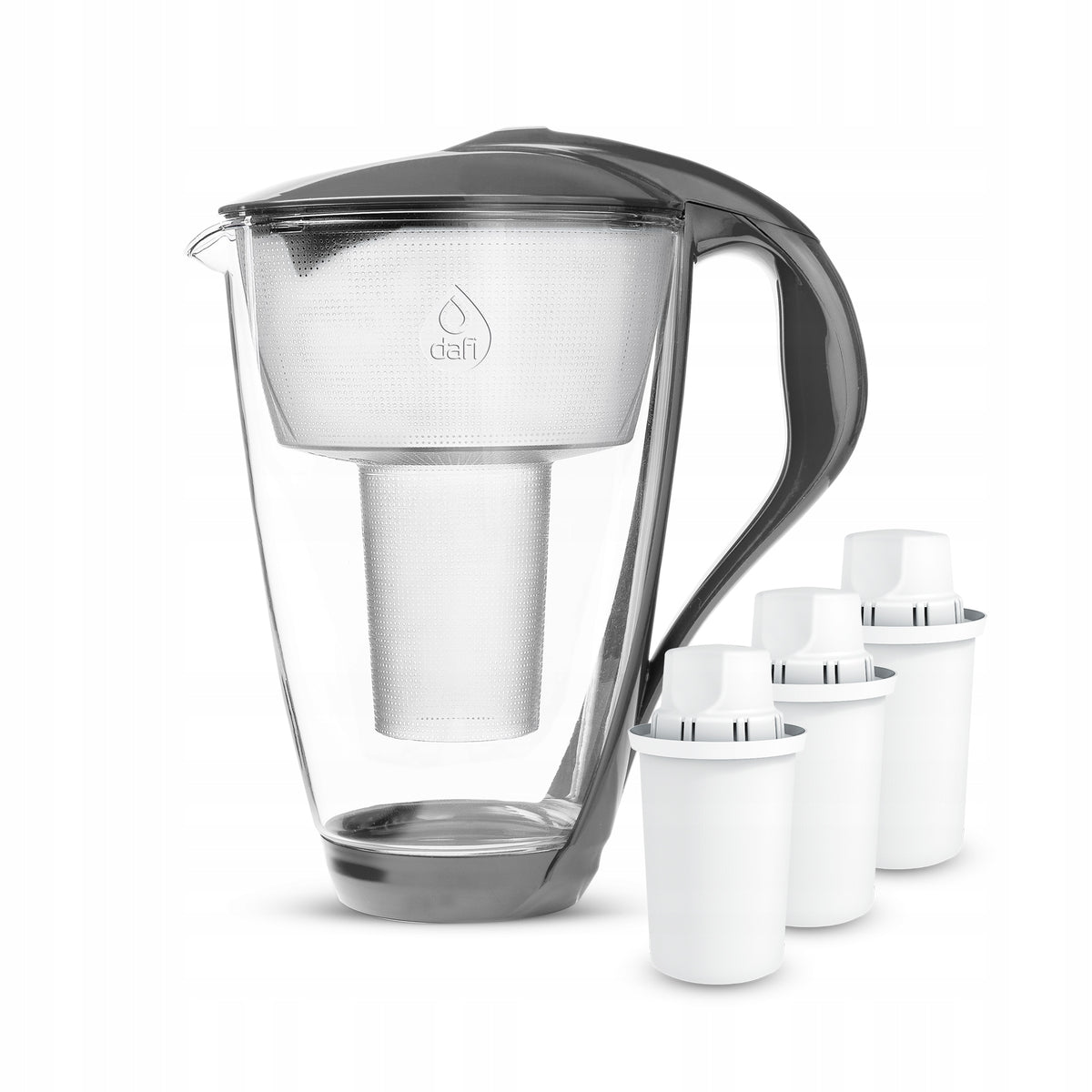 Glass Filter Jug Dafi CRYSTAL LED 2l Graphite + 3 Classic Filters