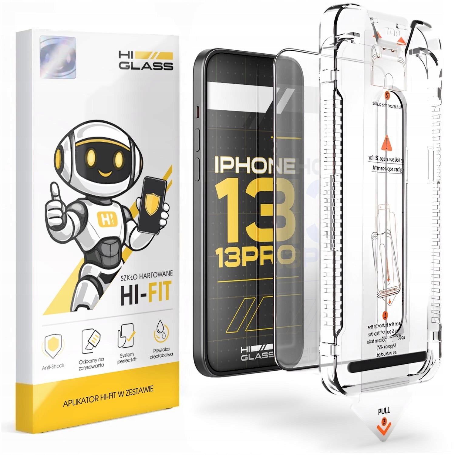 Glass For iPhone 13 / 14 / 13 Pro (Hardened, With Applicator, Protective 5D 9H)