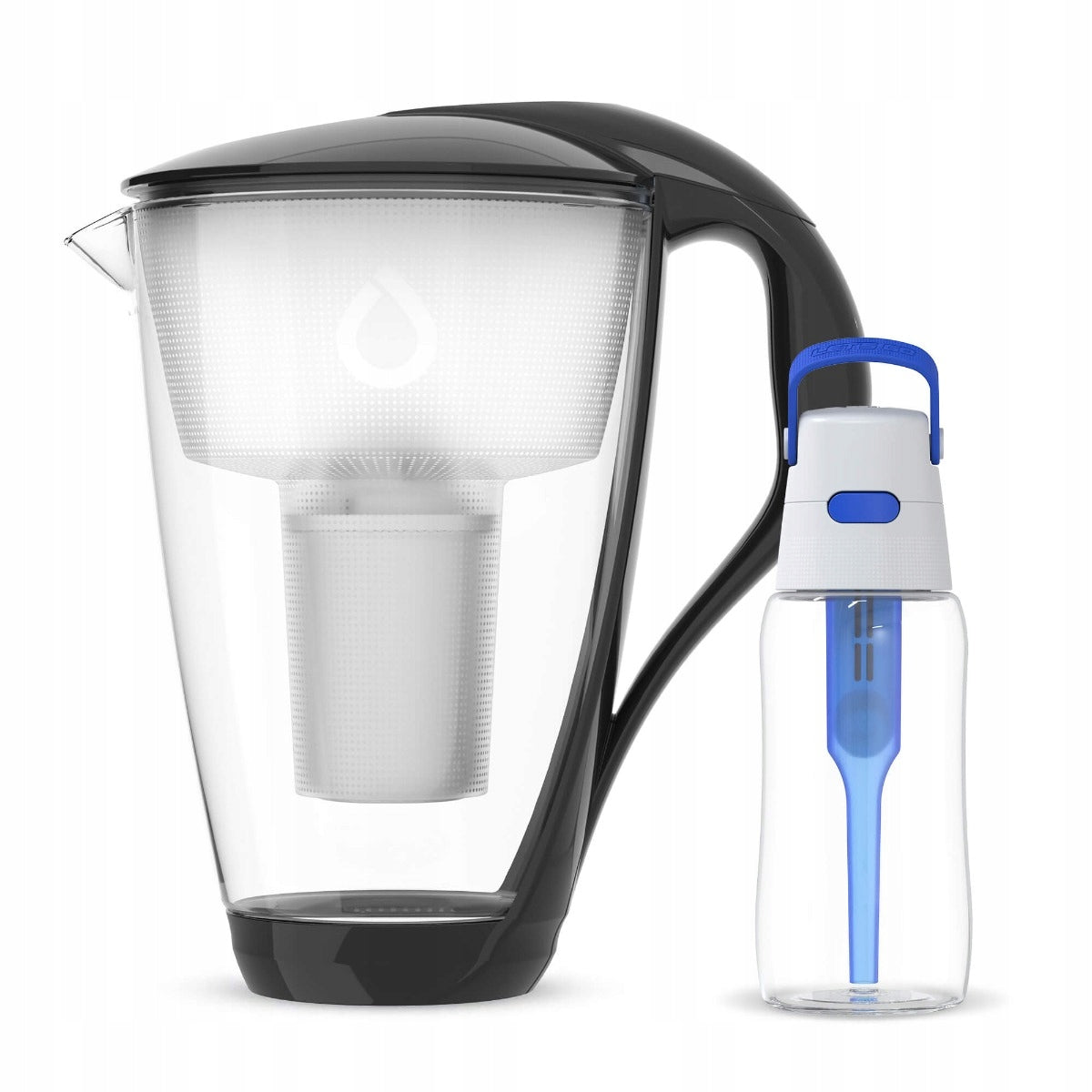Glass Jug Dafi CRYSTAL Black Classic with Blue Solid 0,5 Bottle