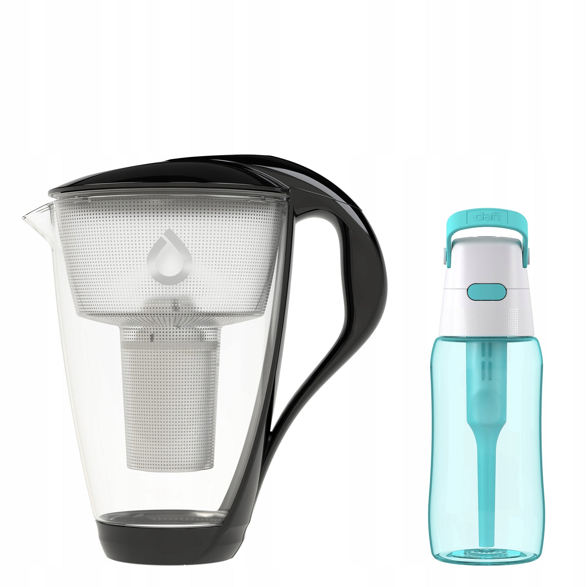 Glass Jug Dafi CRYSTAL Graphite Classic Bottle Solid Turquoise 0,5