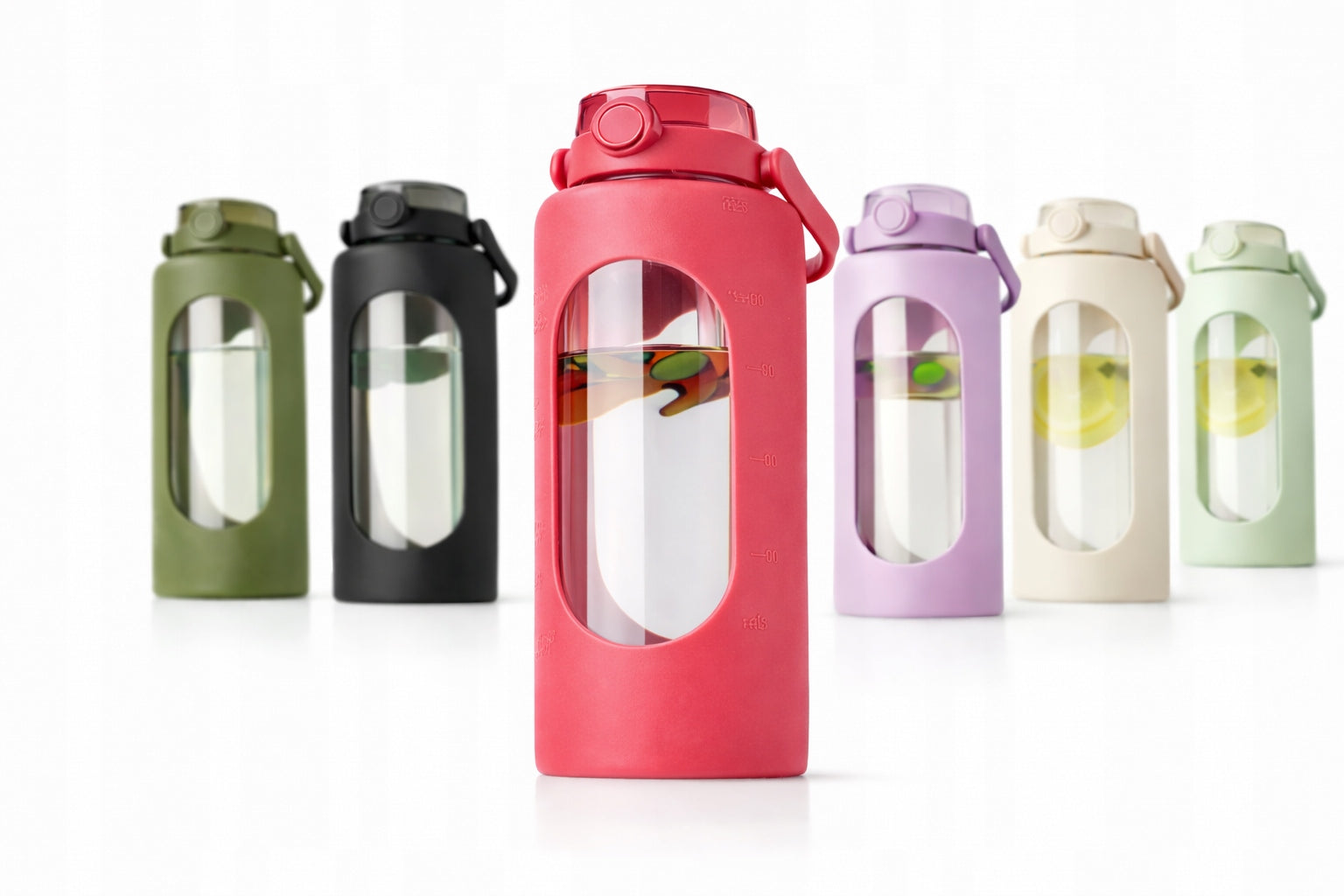 Glass Water Bottle 1,8L For Exercise Gym Fitness Phone Holder