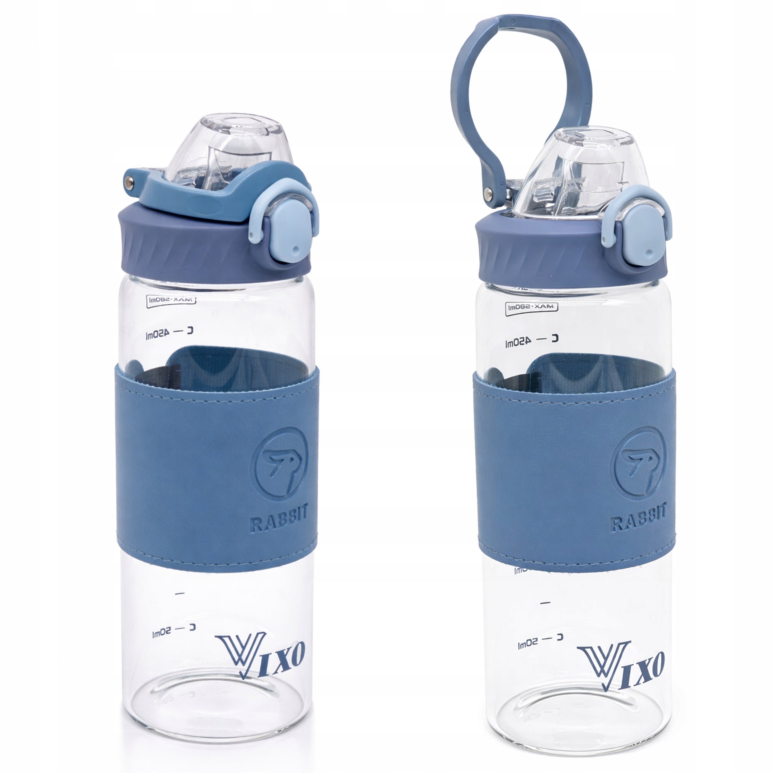 Glass bottle 580ml VIXO eco water bottle with glass strainer holder scoop Model Bidon szklany butelka na wodę ze szkła 580ml