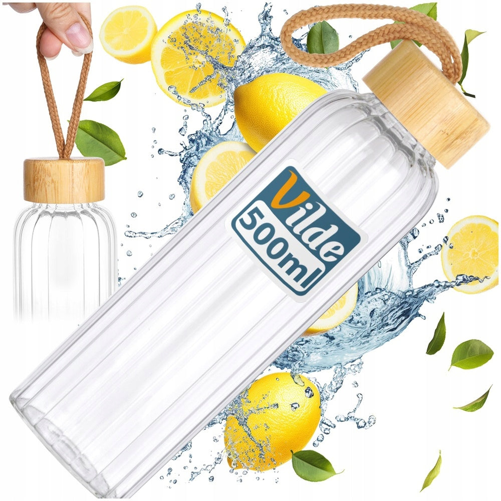Glass bottle for drinks water juice lemonade cocktail smoothie water bottle 0,5L