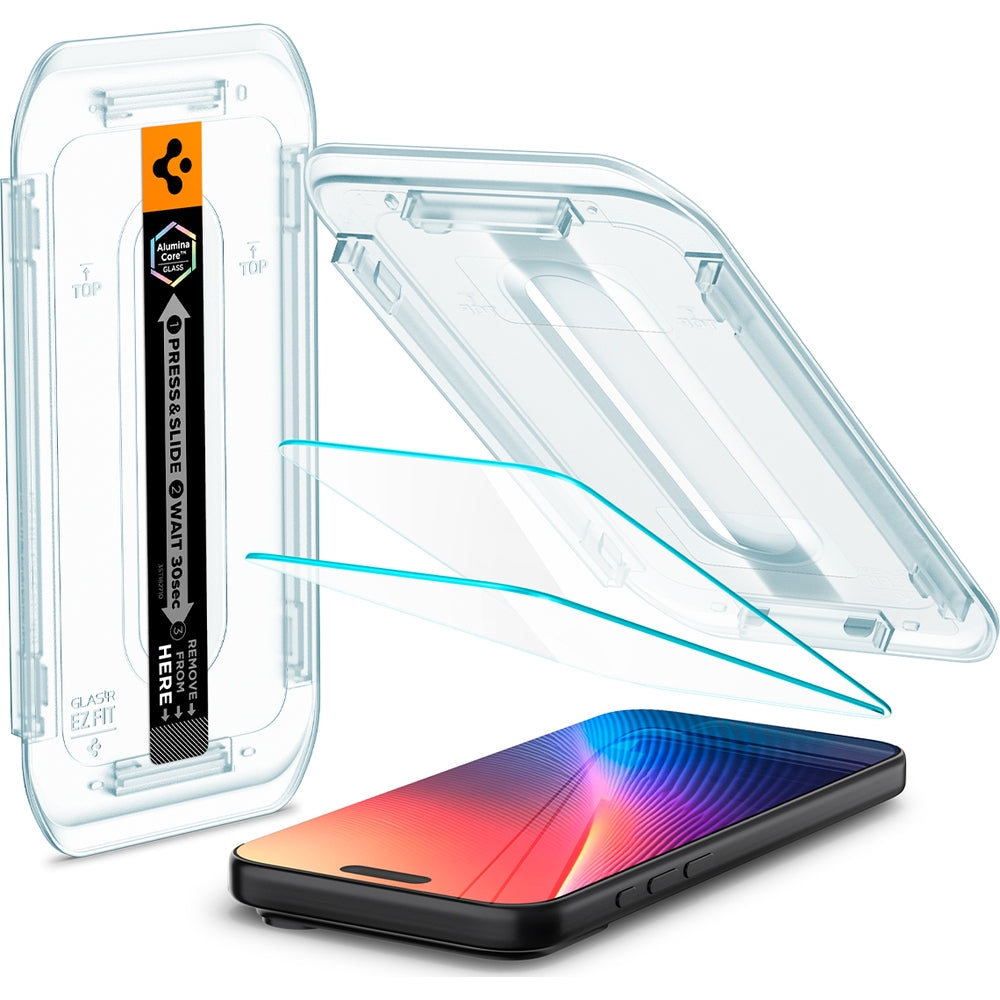 Glass case for iPhone 17 Pro / 17, Spigen Glas.tR 2P with applicator