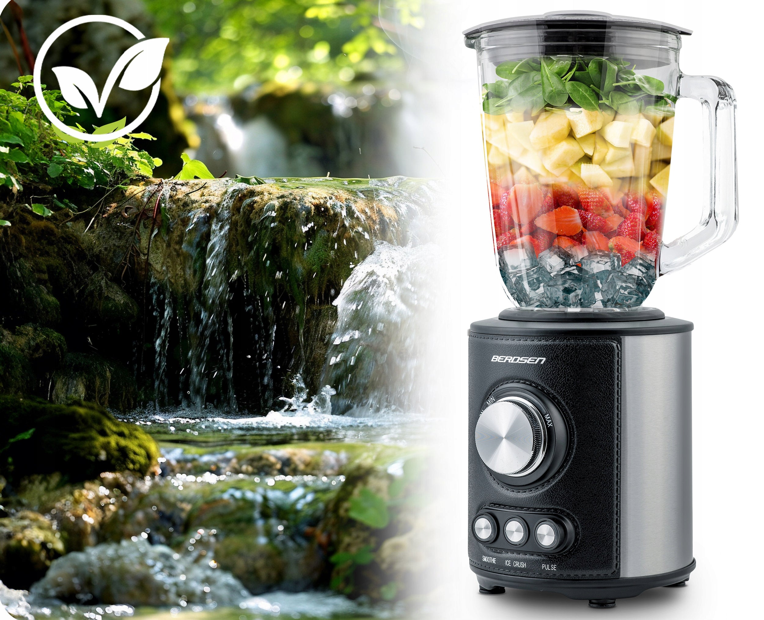 Glass cup blender for smoothie cocktails crushes ice 1,5L 800W black Dominant color silver/gray