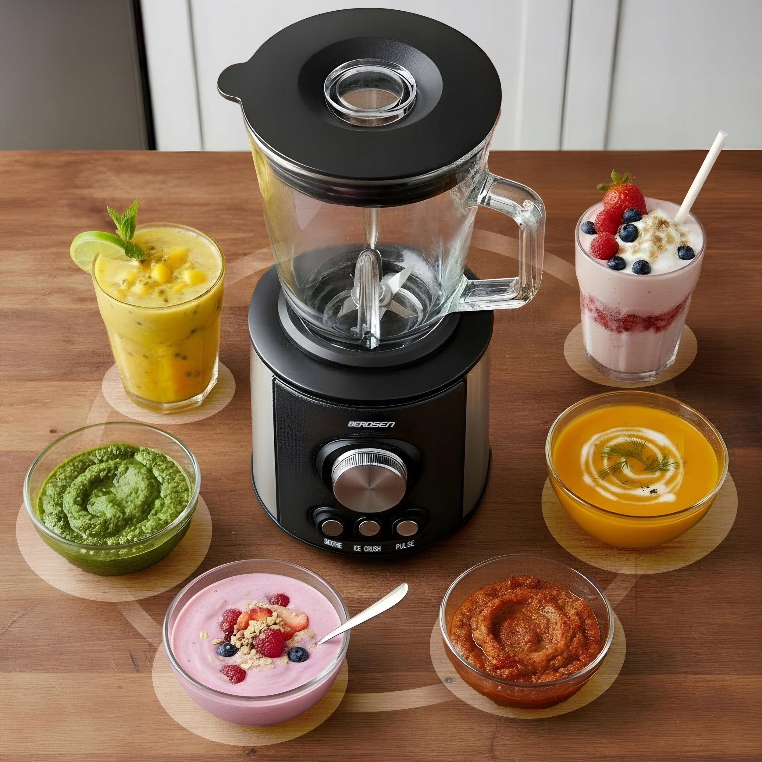 Glass cup blender for smoothie cocktails crushes ice 1,5L 800W black Power rating 800 W