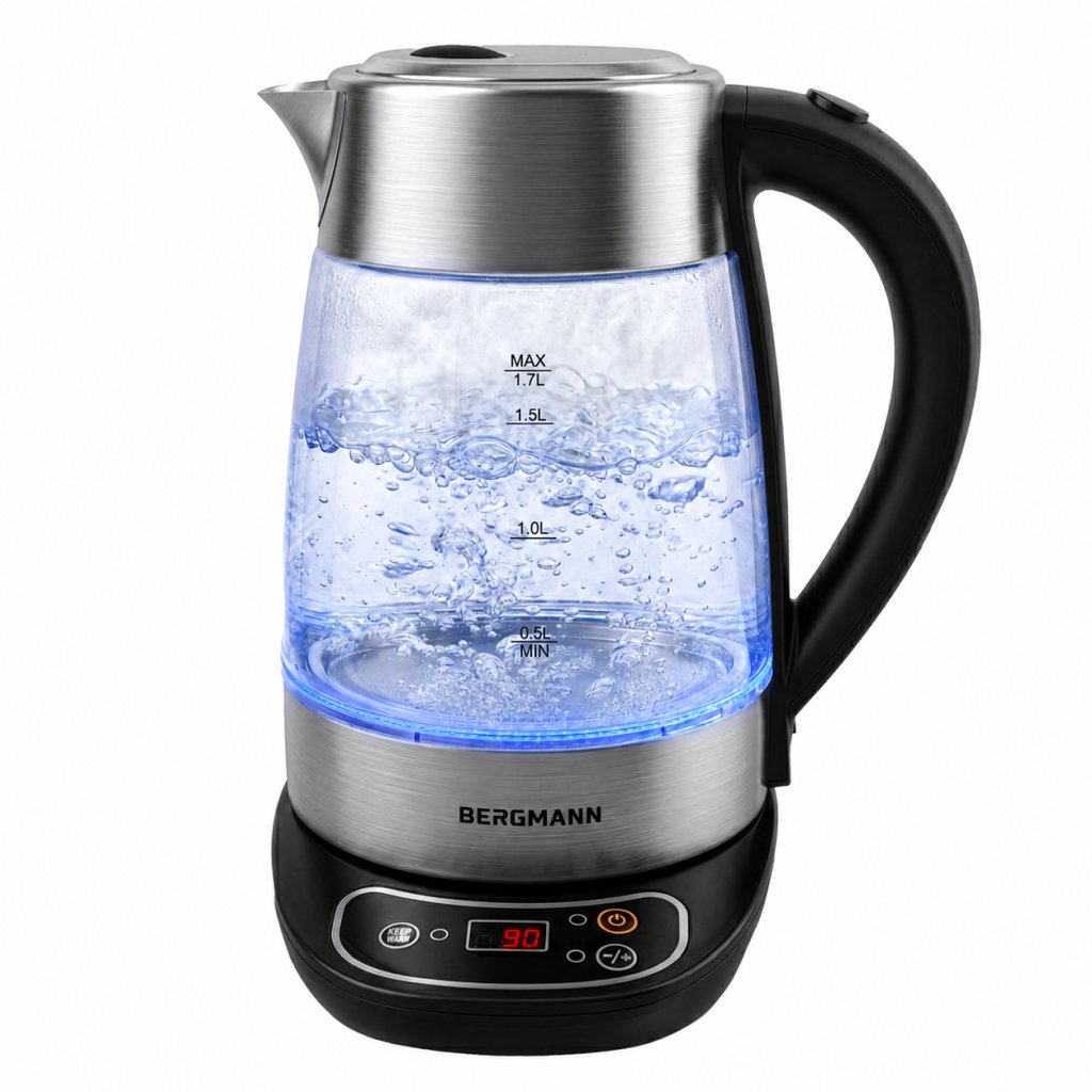 Glass electric kettle BERGMANN 1,7L 2200W control panel Black Manufacturer code MTP008053