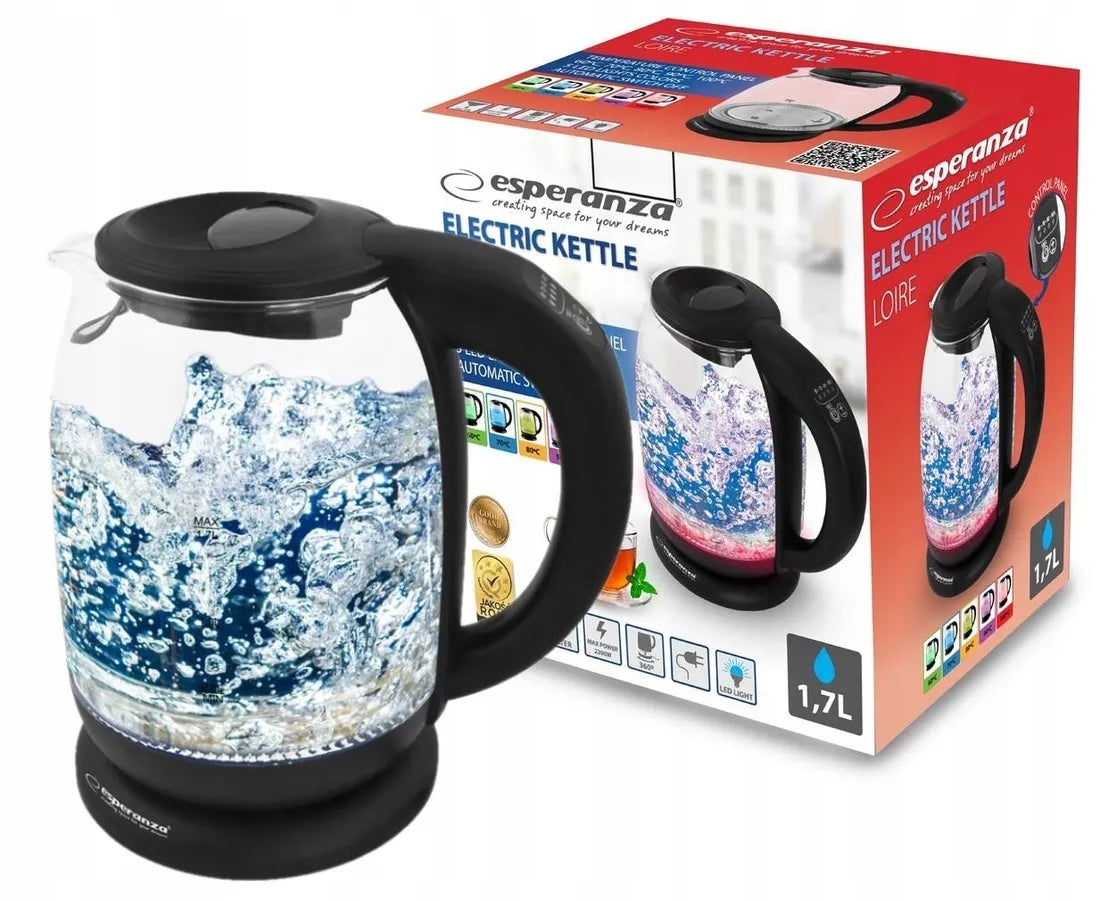 Glass electric kettle ESPERANZA LOIRE LED+TEMP. 1.7 L