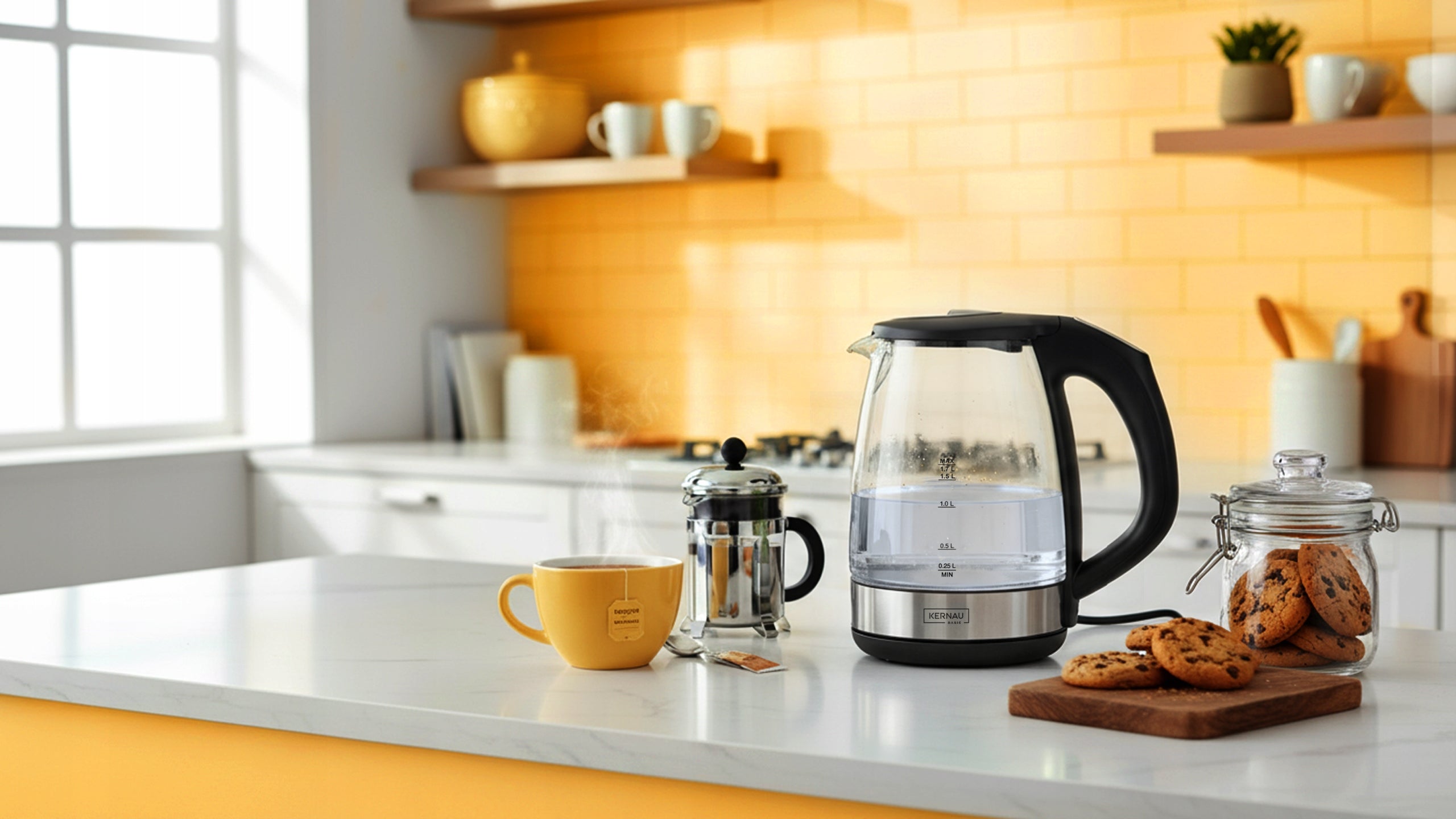 Glass electric kettle Kernau POWERFUL 2200W 1,7L Temperature control Model BKSK 180 TG