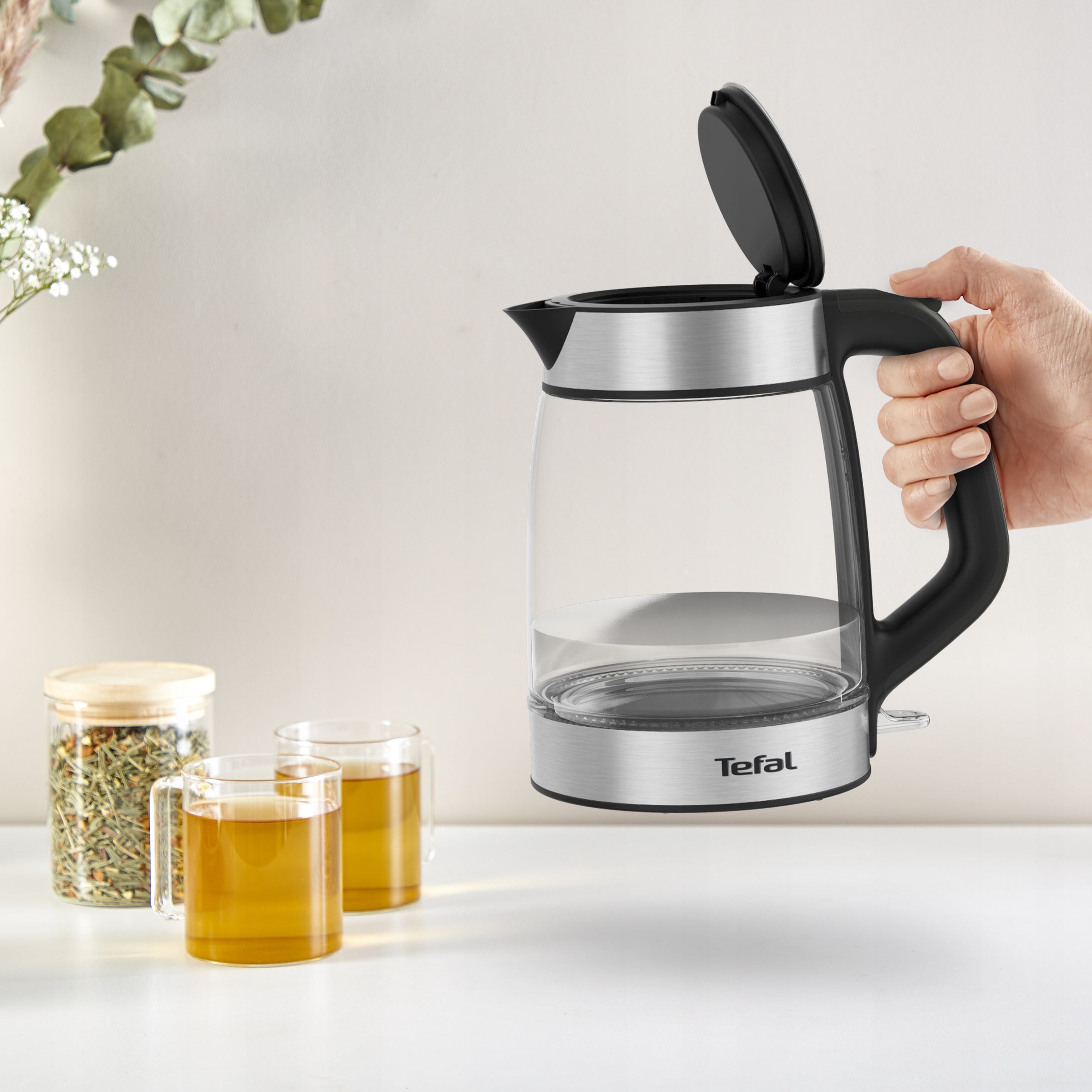 Glass electric kettle TEFAL KI605830 2200W steel Capacity 1.7 l