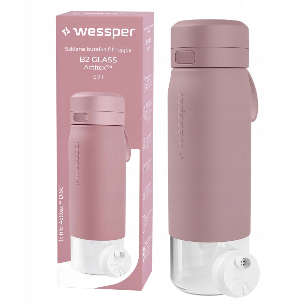 Glass filter bottle B2 GLASS 0,7l Wessper - Pink
