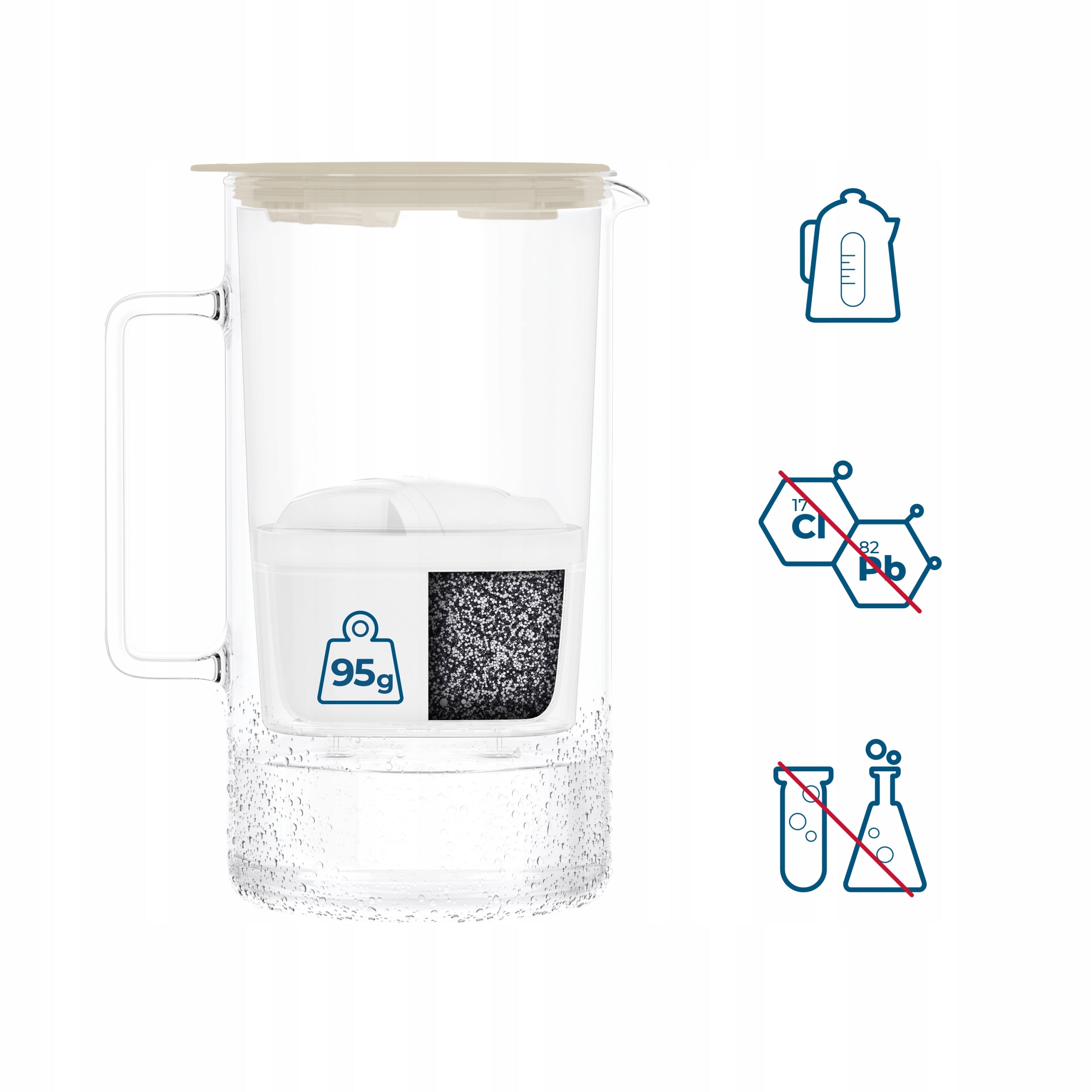 Glass filter jug 2L Wessper WES208-FF-BG MINI + filter indicator Model D4 Borosilicate Mini FutureFlow