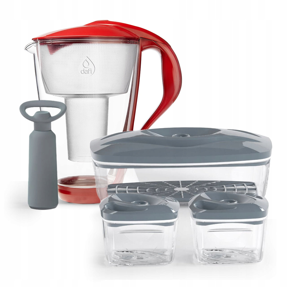 Glass filter jug 3 steel containers