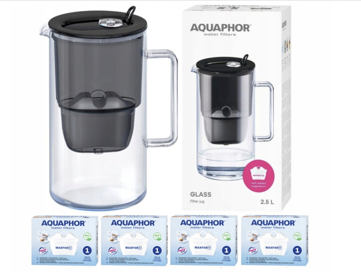 Glass filter jug Aquaphor Glass 2,5l + 4 Maxfor+ BLACK