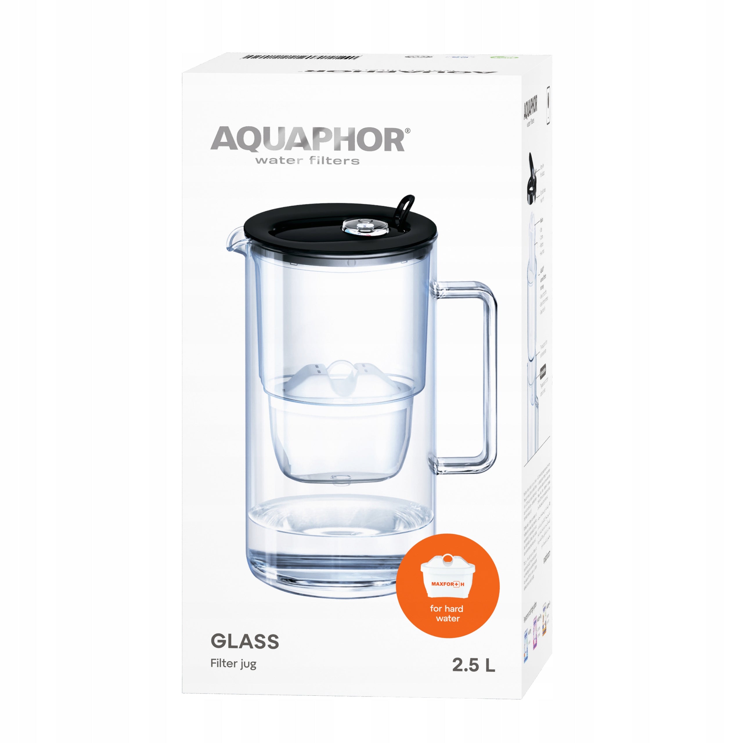 Glass filter jug Aquaphor Glass 2,5l with Maxfor+ H cartridge, black Number of cartridges included in the kit 1