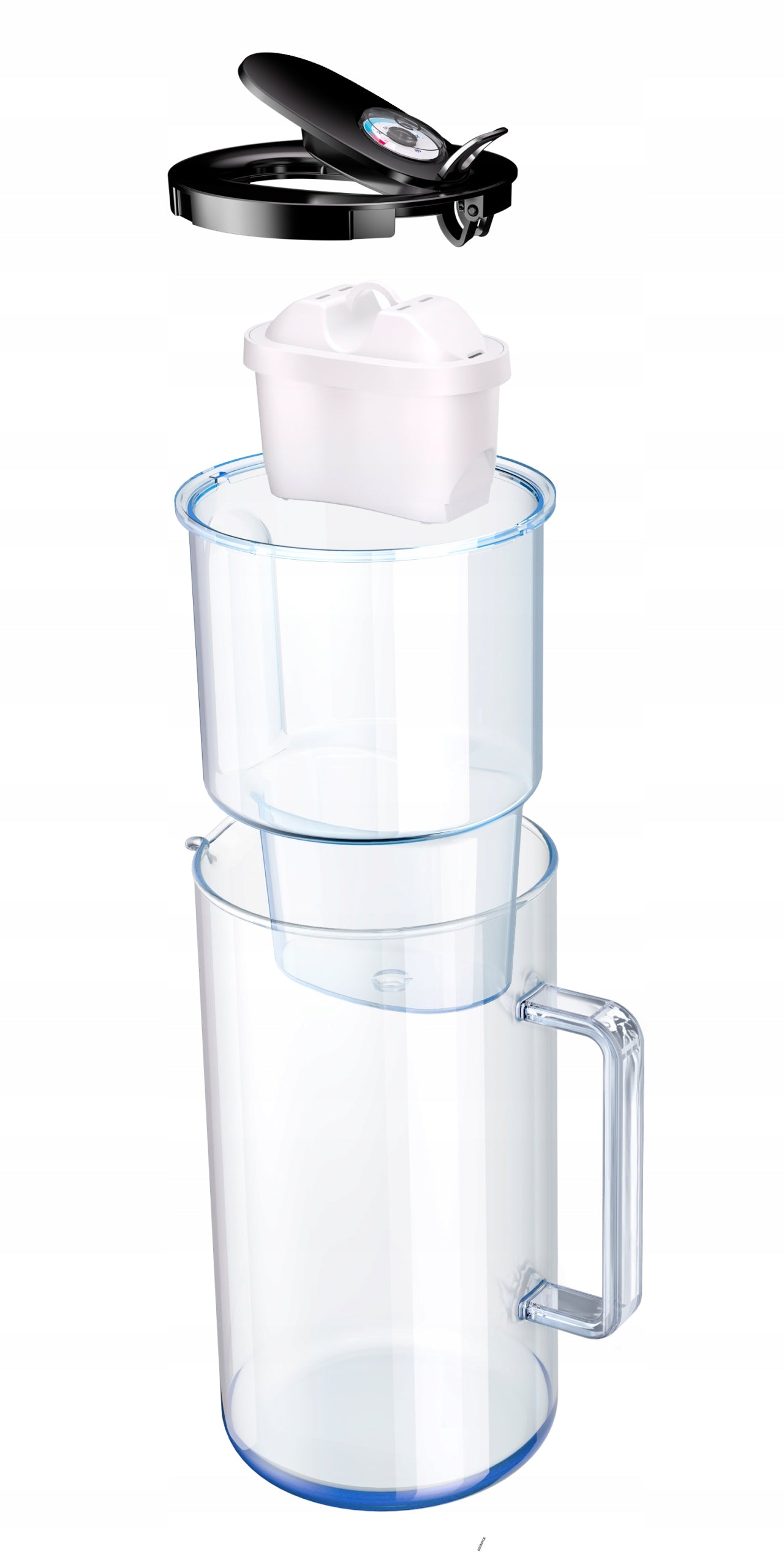 Glass filter jug Aquaphor Glass 2,5l with Maxfor+ H cartridge, black Product height 30 cm